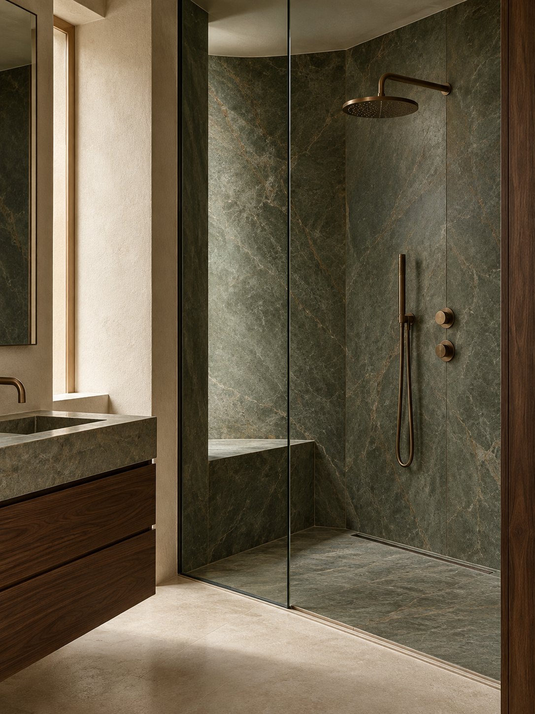 Marble shower interior